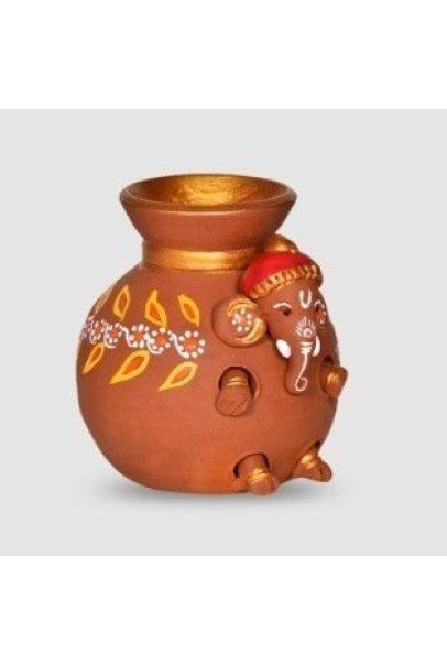 Handpainted Baby Ganesha Coming Out from the Matki Handpainted Baby Ganesha Coming Out from the Matki